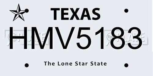 HMV5183 Texas License Plate