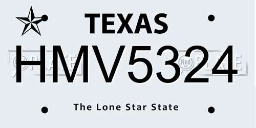 HMV5324 Texas License Plate