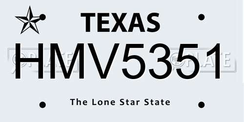 HMV5351 Texas License Plate