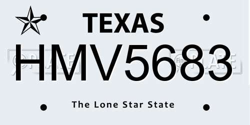 HMV5683 Texas License Plate