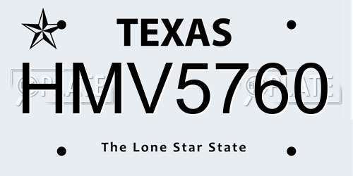 HMV5760 Texas License Plate