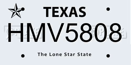 HMV5808 Texas License Plate