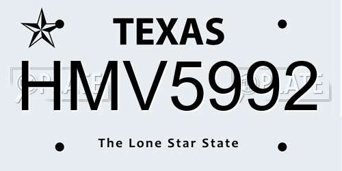 HMV5992 Texas License Plate