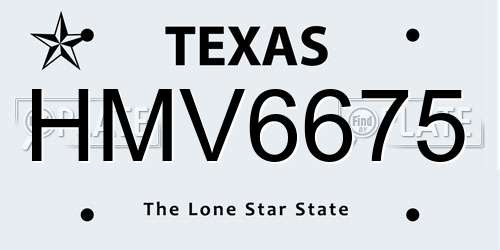 HMV6675 Texas License Plate