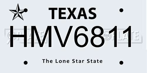 HMV6811 Texas License Plate