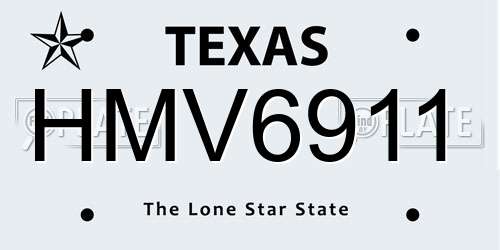 HMV6911 Texas License Plate