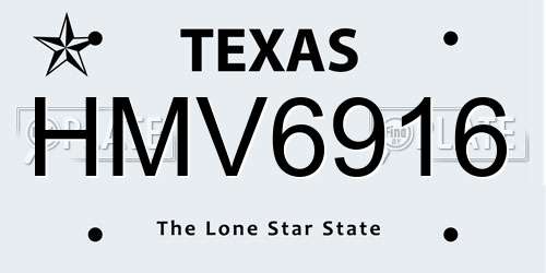 HMV6916 Texas License Plate
