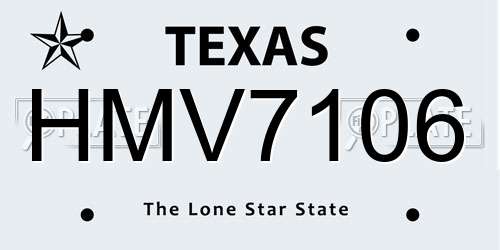 HMV7106 Texas License Plate