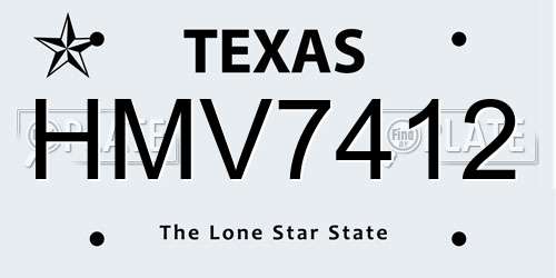 HMV7412 Texas License Plate