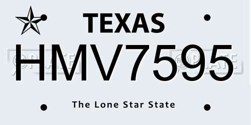HMV7595 Texas License Plate