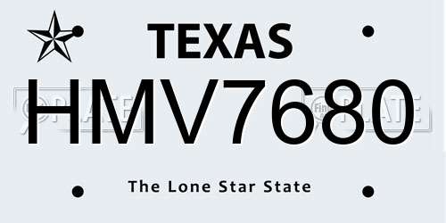 HMV7680 Texas License Plate
