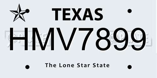 HMV7899 Texas License Plate