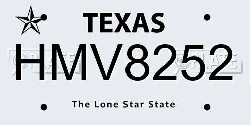 HMV8252 Texas License Plate