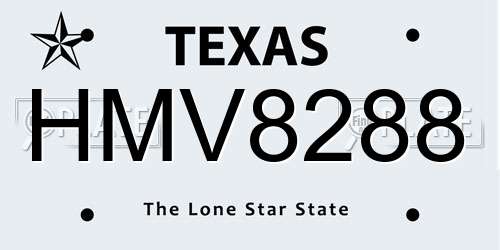 HMV8288 Texas License Plate