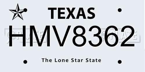 HMV8362 Texas License Plate