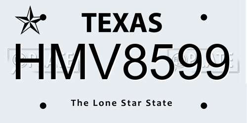 HMV8599 Texas License Plate
