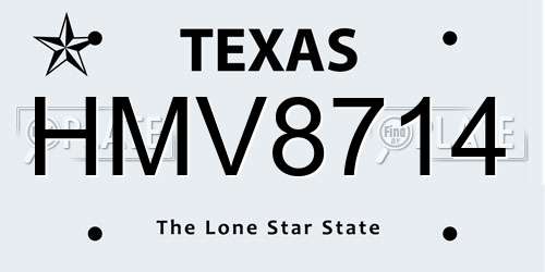 HMV8714 Texas License Plate