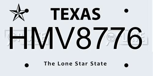 HMV8776 Texas License Plate