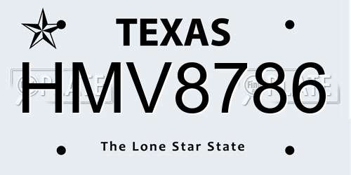 HMV8786 Texas License Plate