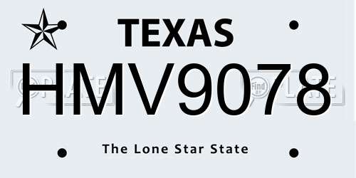 HMV9078 Texas License Plate
