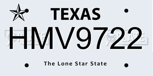 HMV9722 Texas License Plate
