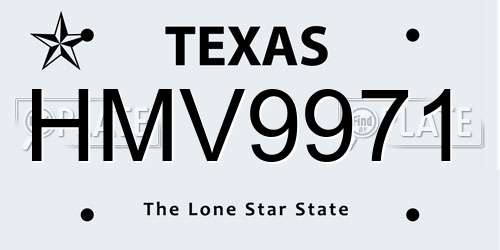 HMV9971 Texas License Plate