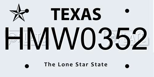 HMW0352 Texas License Plate