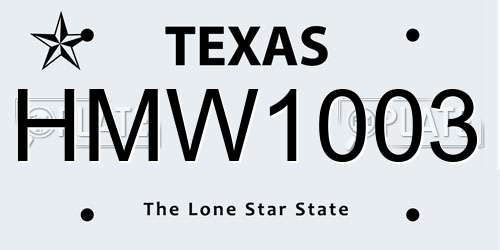 HMW1003 Texas License Plate