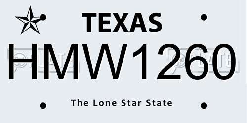 HMW1260 Texas License Plate
