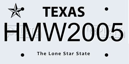 HMW2005 Texas License Plate