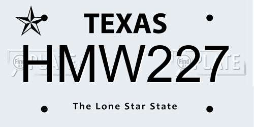 HMW227 Texas License Plate