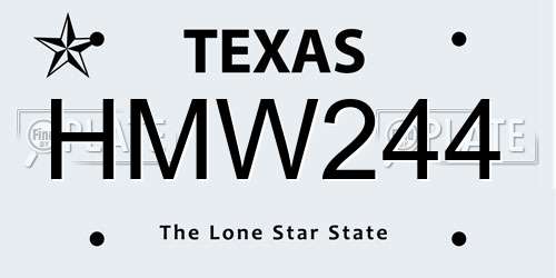 HMW244 Texas License Plate
