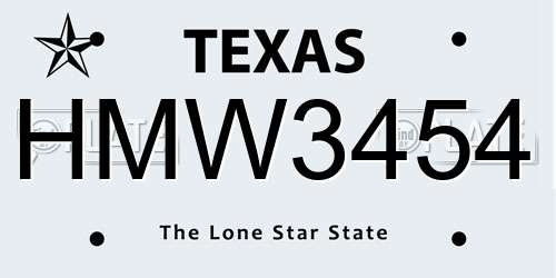 HMW3454 Texas License Plate