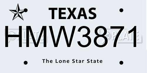 HMW3871 Texas License Plate