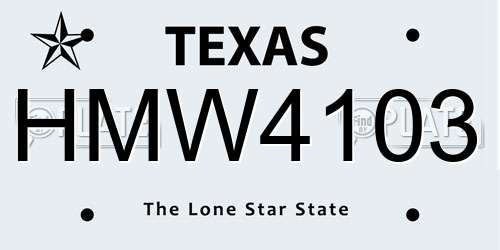HMW4103 Texas License Plate