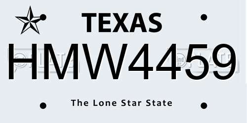 HMW4459 Texas License Plate