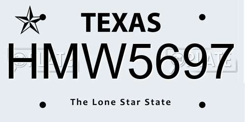 HMW5697 Texas License Plate
