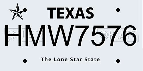 HMW7576 Texas License Plate