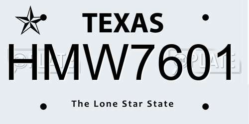 HMW7601 Texas License Plate