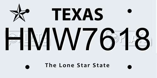 HMW7618 Texas License Plate