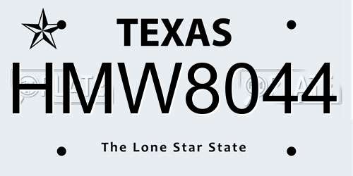 HMW8044 Texas License Plate