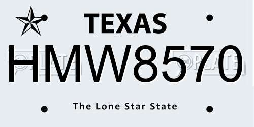 HMW8570 Texas License Plate