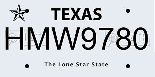 HMW9780 Texas License Plate
