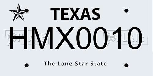 HMX0010 Texas License Plate