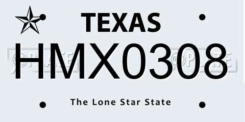 HMX0308 Texas License Plate