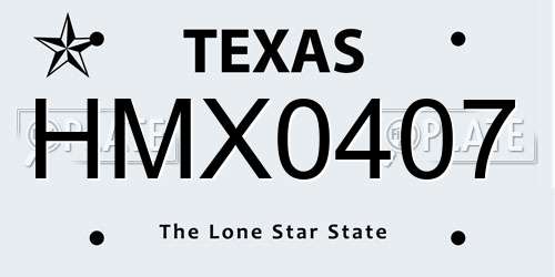 HMX0407 Texas License Plate