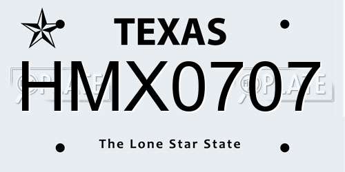 HMX0707 Texas License Plate