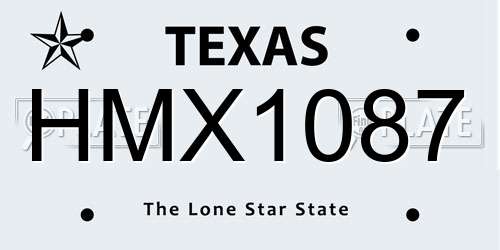 HMX1087 Texas License Plate