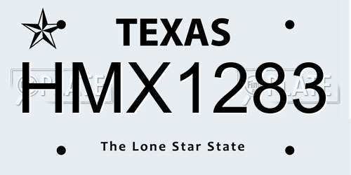 HMX1283 Texas License Plate