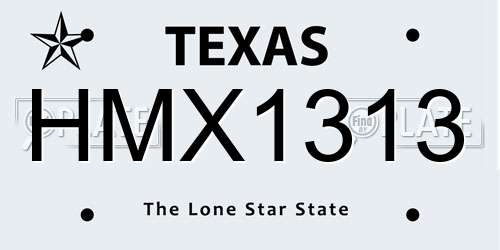 HMX1313 Texas License Plate